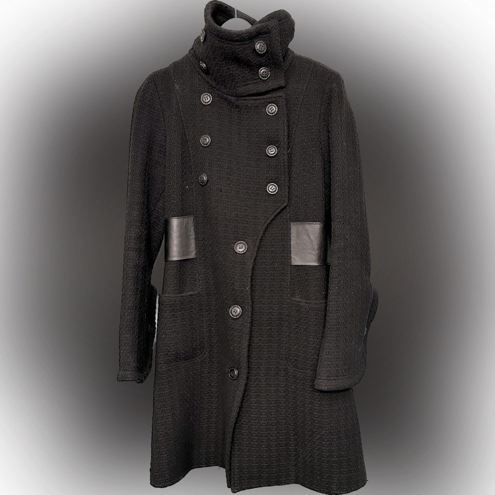 Mackage wool and leather military style coat with bell sleeves
